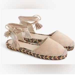 NWOT J. Crew Suede Baja Canton Dessert Ankle Wrap Espadrille Sandal